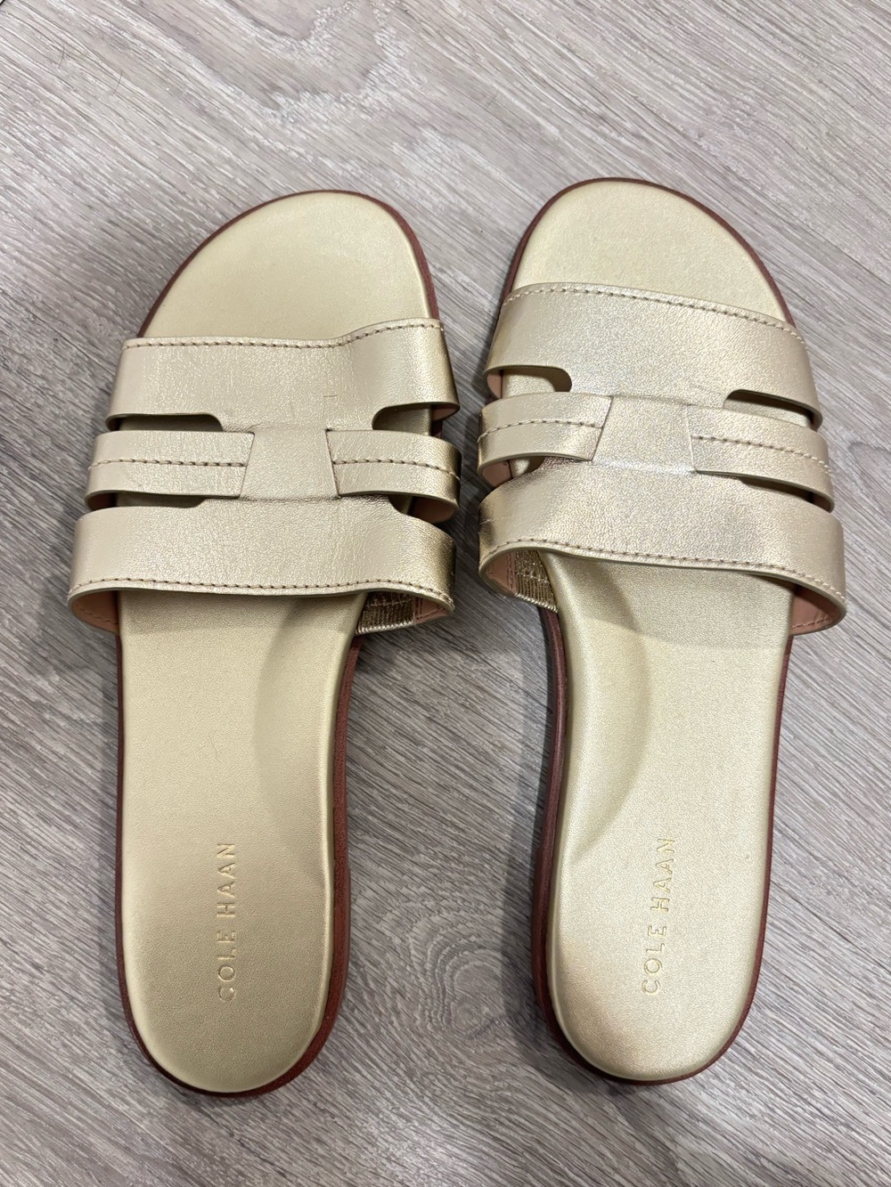 Cole Haan Shimmering Gold Slide Sandals - Women's